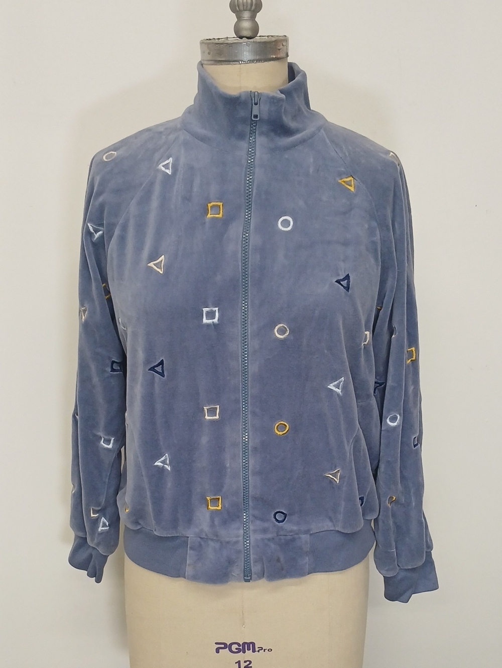 Vintage Appleseed's Velour Jacket with Embroidered Geometric Shapes Size Small